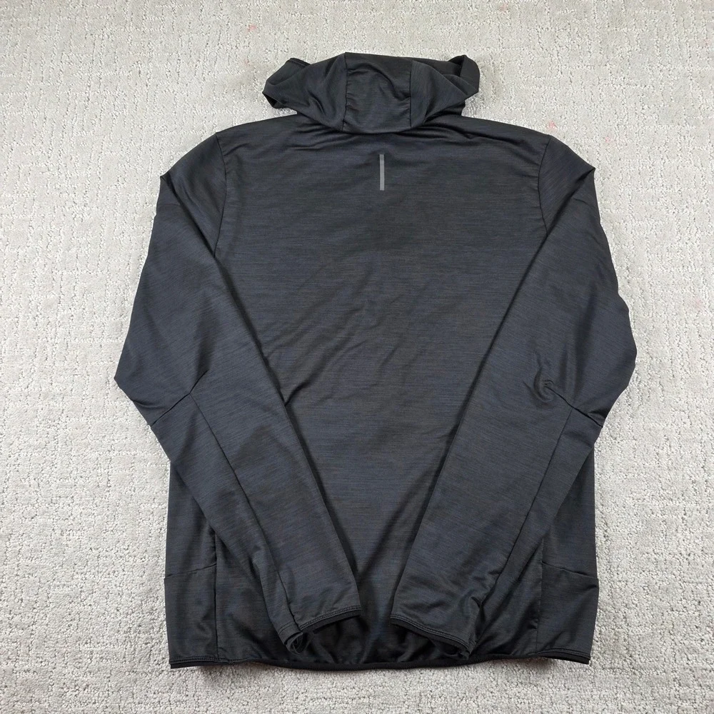 REI Co-op Mens Small Black Full Zip Grid Fleece Hoodie Active Jacket Reflective